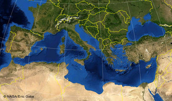 Karte des Mittelmeerraums; Foto: Nasa/Eric Gaba