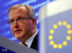 EU-Erweiterungskommissar Rehn bei der Vorstellung des EU-Fortschrittsberichtes; Foto: AP