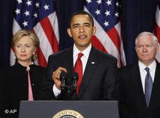 US-Präsident Obama stellt am 27. März 2009 seine neue Strategie für Afghanistan und Pakistan in Washinton vor; Foto: AP