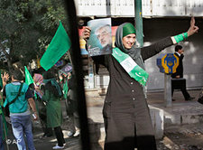Anhängerin Mussawis in teheran; Foto: dpa