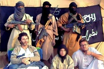 Spanische Al-Qaida-Geiseln Roque Pascual Salazar (unten rechts) and Albert Vilalta (unten links); Foto: dpa