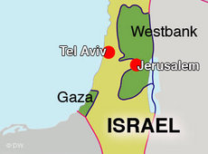 Karte Israels und der palästinensischen Autonomiegebiete; Foto: DW