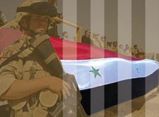 Soldat und irakische Fahne; Foto: Collage DW