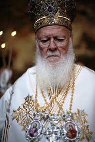 Patriarch Bartholomäus I. während der Zeremonie in Sumela; Foto: Iason Athanasiadis