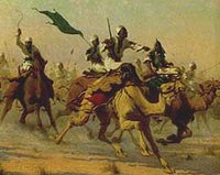 Mahdisten in der Schlacht von Omdurman im Jahr 1898, historisches Gemälde von Robert Kelly; Foto: Wikimedia Commons