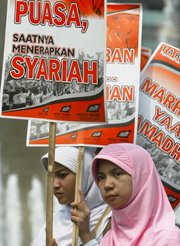 Demonstration der Hizb ut-Tahrir in Indonesien; Foto: AP