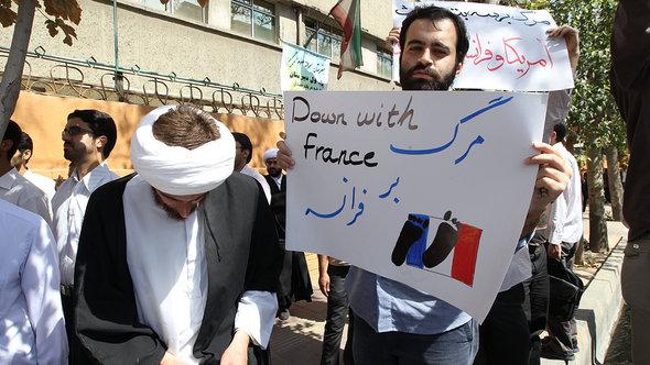 Demo gegen die Mohammed-Karikaturen in Teheran; Foto: AFP/GettyImage