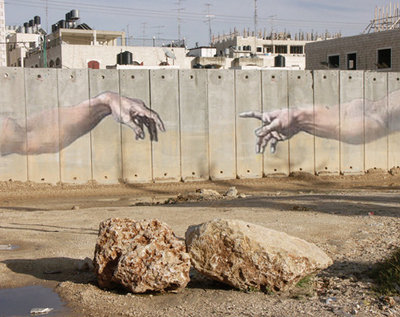 Werk von Suleiman Mansour; Foto: www.3citiesagainstthewall.net
