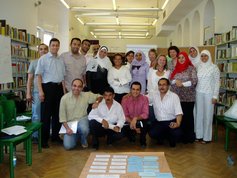 Die Teilnehmer und Organisatoren des Verlegerworkshops im Goethe-Institut Kairo; Foto: Axel von Ernst