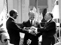 توقيع معاهدة السلام الإسرائيلية المصرية، الصورة: ا.ب