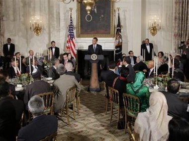 أوباما في حفل إفطار جماعي في البيت الأبيض بمناسبة حلول شهر رمضان، الصورة أ.ب 