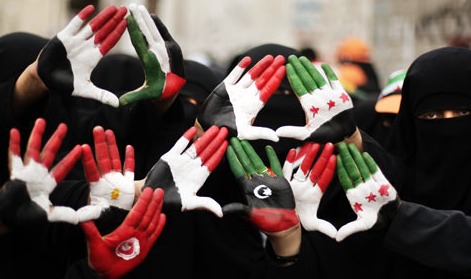 Hands up for freedom in the Arab world