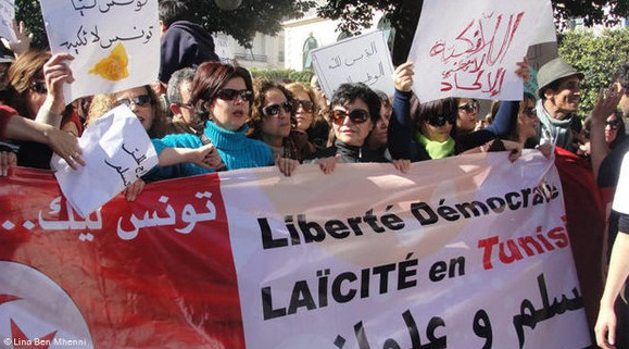  Fears that Islamic forces will step in to fill the political vacuum: Tunisian women call for freedom and a secular system following the toppling of Ben Ali