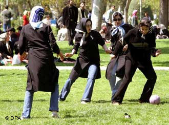 Headscarf football fun in a Teheran park
