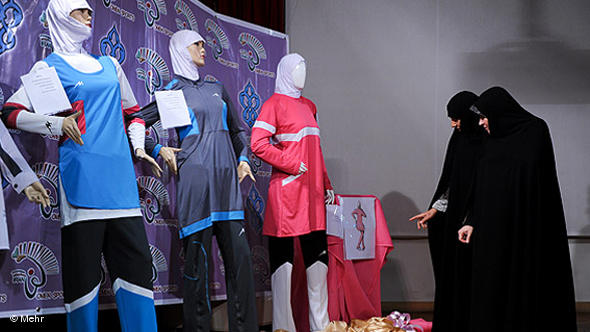Iranian women buying sports clothing