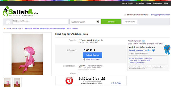 Screenshot Selisha.de