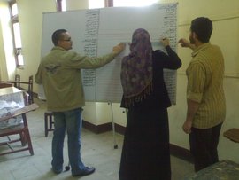 Wahlkomittee bei der Erstellung von Kandidatenlisten, Ain Shams Universität, Foto: Fabian Schmidmeier