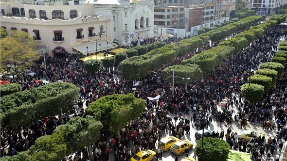 Demonstration in Tunis am 16. März, 40 Tage nach der Ermordung von Chokri Belaid; Foto: AFP/Getty Images