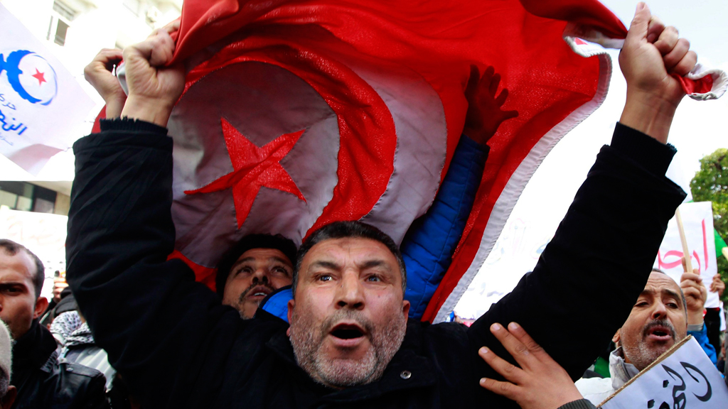 Ennahda supporters protesting in Tunis (photo: Reuters)