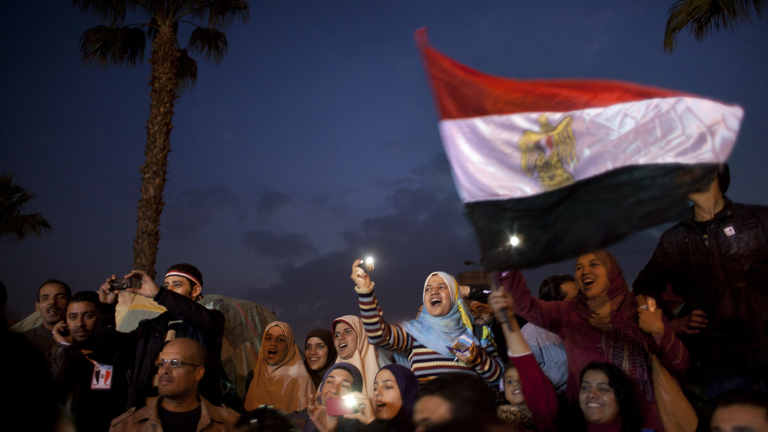 Demonstranten am 8. Februar 2011 auf dem Tahrir-Platz in Kairo; Foto: AP