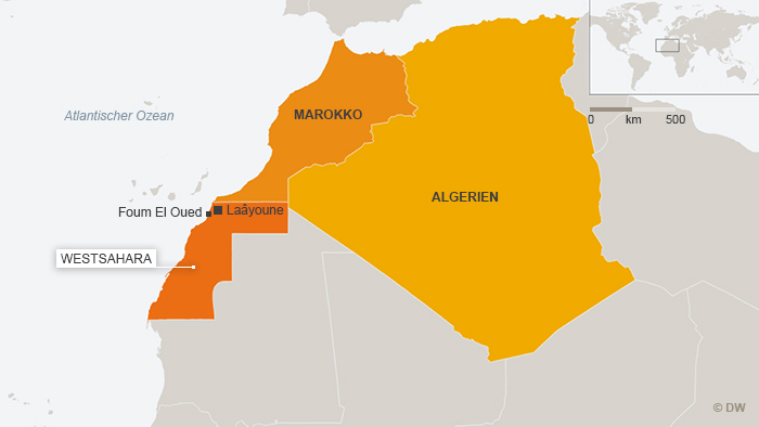 Karte Westsaharas und der angrenzenden Maghrebstaaten; Foto: DW