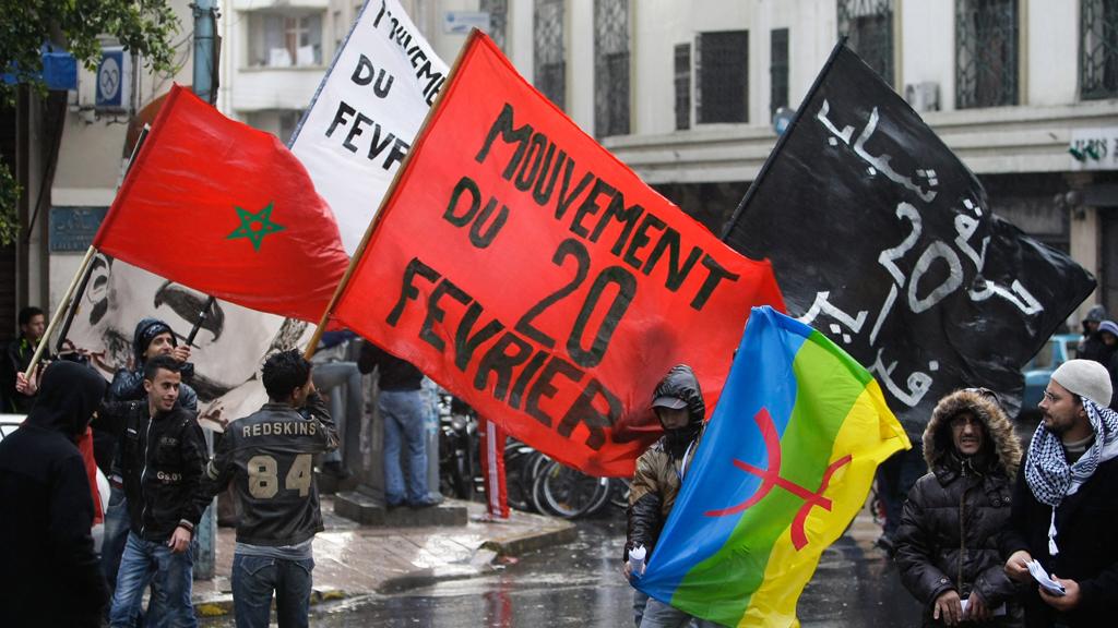 Anhänger der Bewegung 20. Februar demonstrieren im November 2011 in Casablanca gegen die marokkanische Regierung; Foto: AP