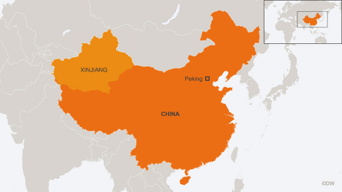 Karte der chinesischen Unruheregion Xinjiang; Quelle: DW