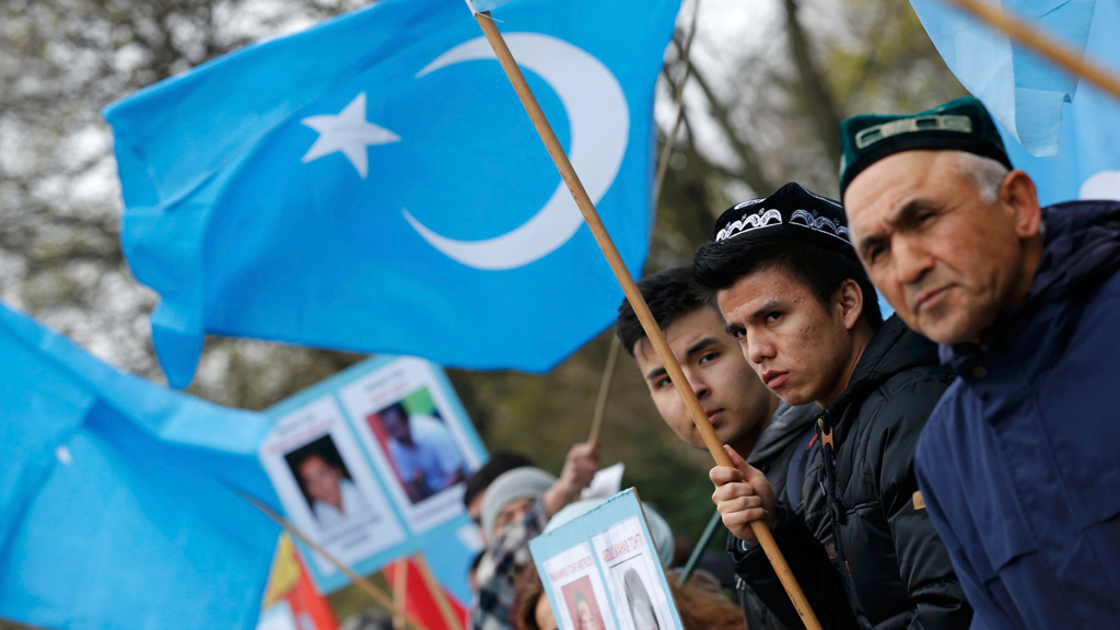 Uiguren-Proteste gegen Chinas Präsident Xi Jinping in Berlin; Foto: Reuters