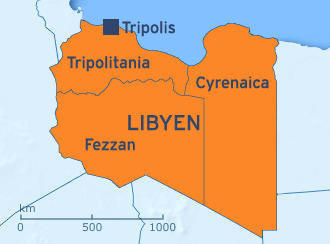 Libyens Provinzen Tripolitania, Cyrenaica, Fezzan; Quelle: DW