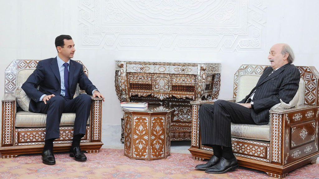 Drusenführer Walid Dschumblat zu Besuch bei Syriens Präsident Baschar al-Assad in Damaskus; Foto: dpa/picture-alliance
