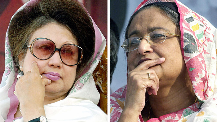 Khaleda Zia (left) and Sheikh Hasina (photo: Getty Images/AFP/FARJANA K. GODHULY)