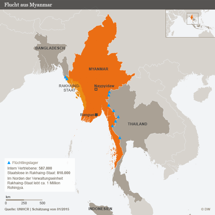 Infografik: Flucht aus Myanmar. Quelle: DW