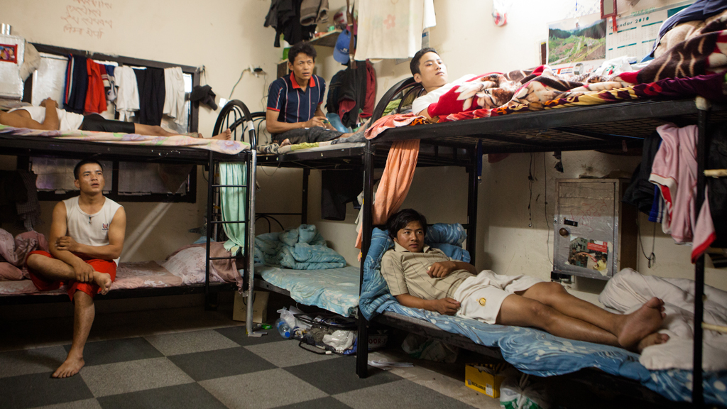 Nepalesische Gastarbeiter in einer Unterkunft in Doha. Foto: Sam Tarling