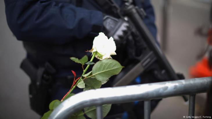 Armed police at the Bataclan site in Paris (photo: Christopher Furlong/Getty Images)