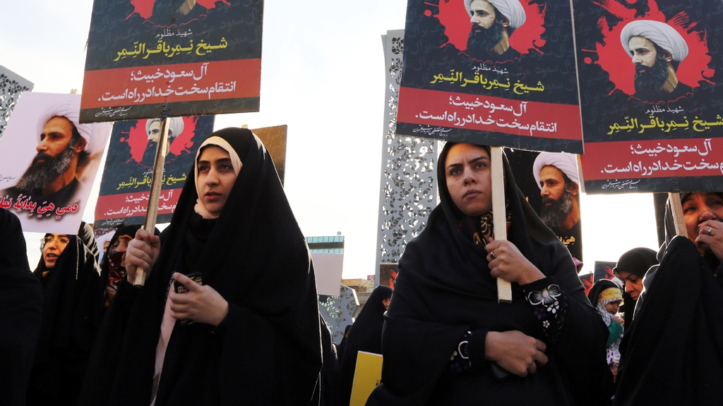 Proteste in Teheran gegen die Hinrichtung des schiitischen Geistlichen Nimr al-Nimr in Saudi-Arabien; Foto: Getty Images/AFP/A. Kenare