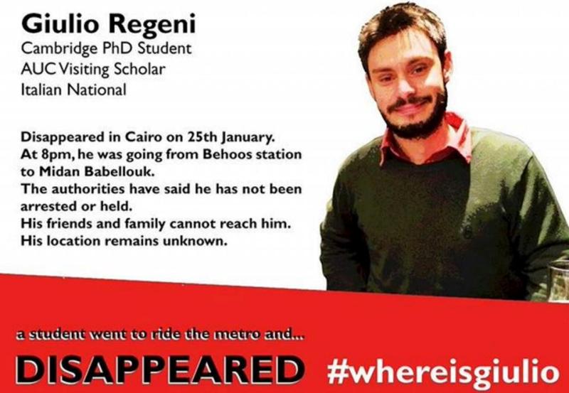 Internationaler Aufruf Vermisst: Giulio Regeni 