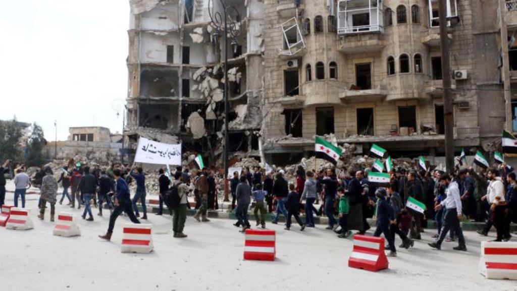 احتجاجات في حلب ضد الأسد. Picture alliace