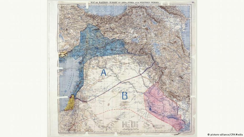 Historische Karte zum Sykes-Picot-Abkommen
