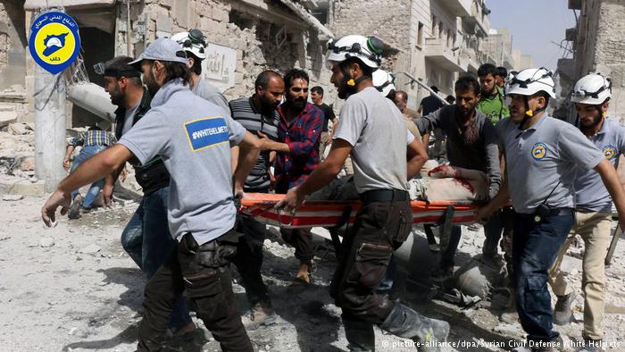 The White Helmets on another of their life-saving missions in Syria