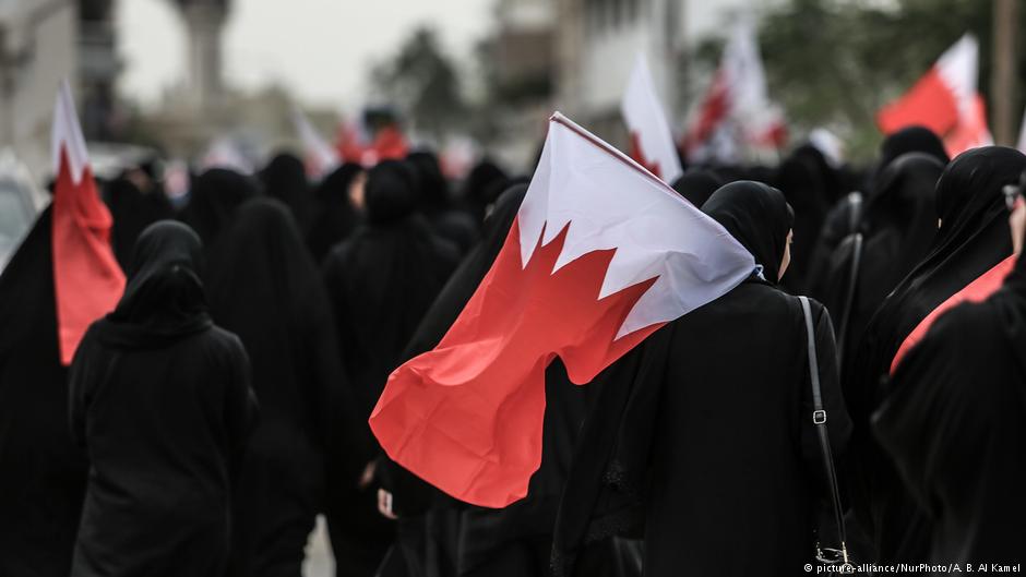 Shia demonstrators take to the streets in Bahrain to protest the death of Mustafa Hamdan