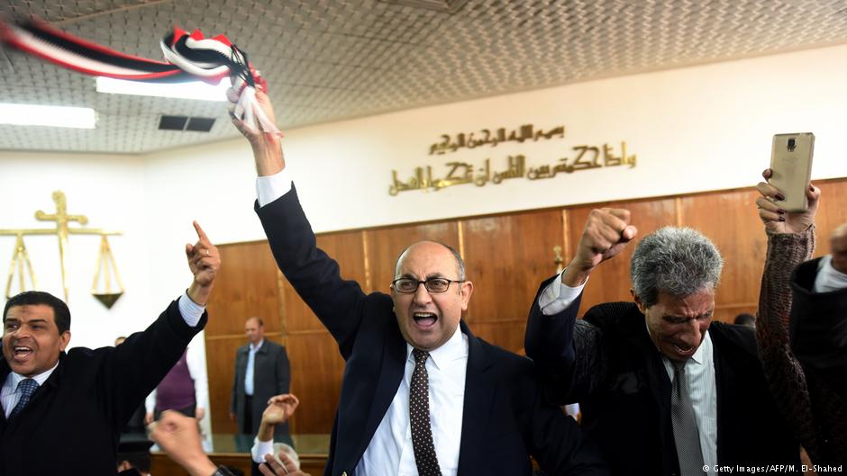 Egyptian lawyer and presumptive presidential candidate Khaled Ali celebrates after the High Administrarive Court upheld on January 16 2017 a ruling voiding a government agreement to hand over two Red Sea islands to Saudi Arabia in a deal that had sparked protests in Egypt (photo: Mohamed El Shahed/AFP/Getty Images)