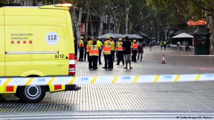 Paramedics at the scene of the Las Ramblas terrorist attack in Barcelona
