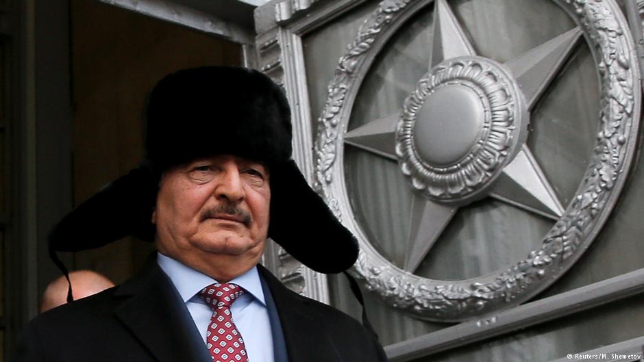 Libyan General Haftar following a meeting with the Russian Foreign Minister Lavrov in Russia, November 2016