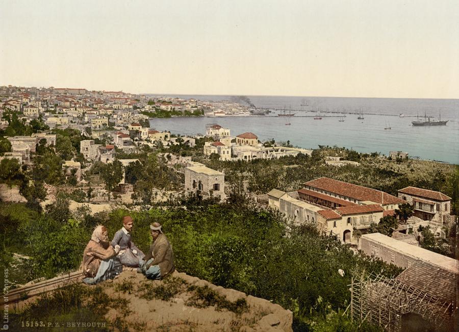 Blick auf die Küste Beiruts, Libanon, 1890-1900; Foto: Raseef22