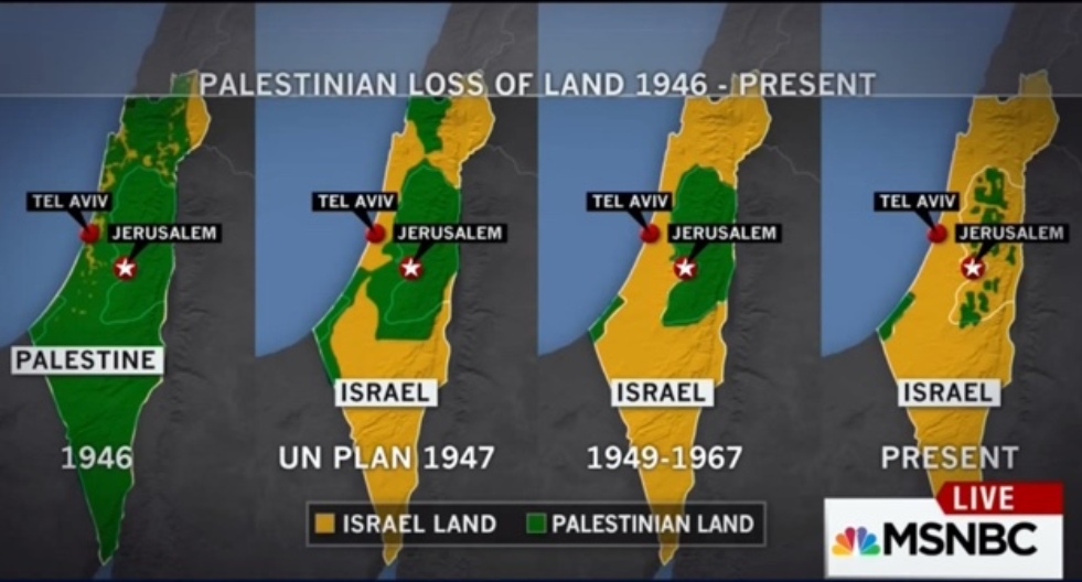 Palestinian loss of land: 1946 - present (source: MSNBC)