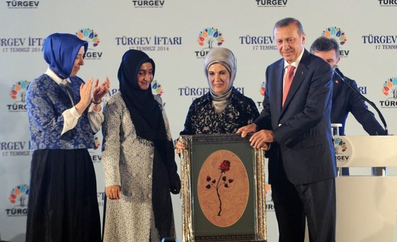Recep Tayyip Erdogan and his wife at a Turgev function (source: turkeypurge.com)