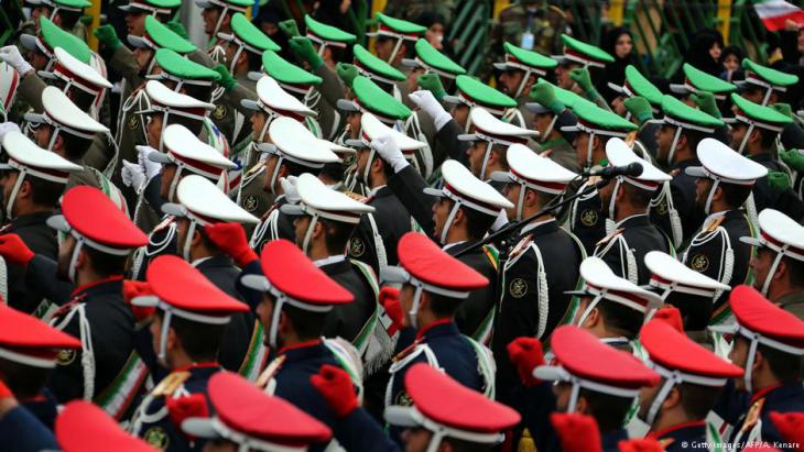 Officers preparing for the 39th anniversary of the Islamic Revolution in Tehran (photo: Getty Images/AFP)