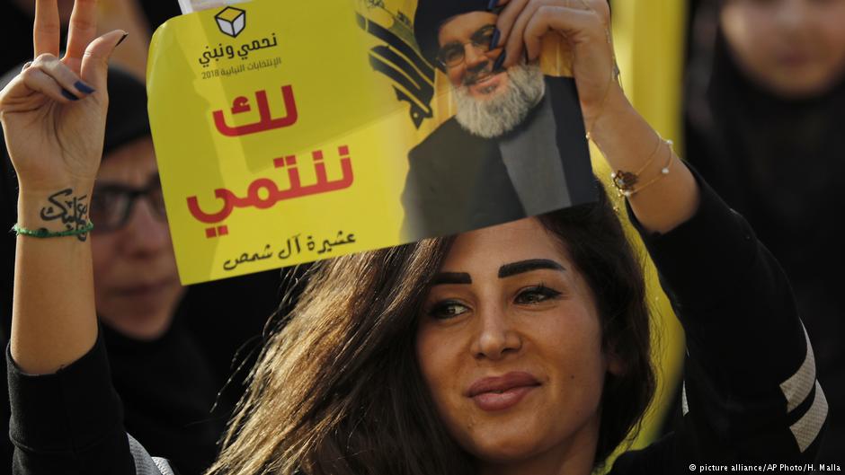 Anhängerin der Hisbollah nach dem Wahlsieg der "Partei Gottes" am 7. Mai 2018; Foto: dpa/AP