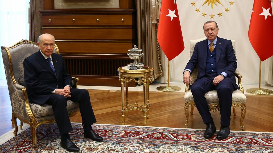 Der türkische Präsident Recep Tayyip Erdoğan mit dem MHP-Führer Devlet Bahçeli; Foto: DHA
