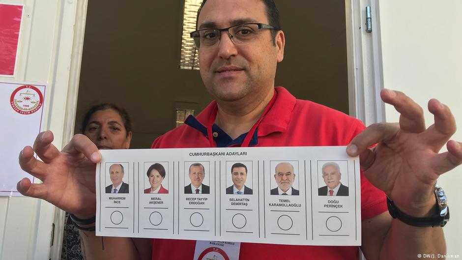 ستة مرشحين متنافسين على رئاسة تركيا، من بينهم محرم إنجه ورجب طيب إردوغان.